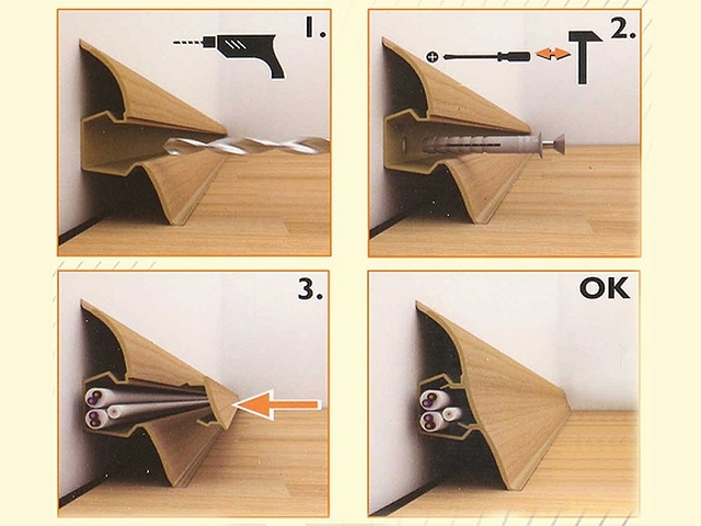 Как крепить пластиковый плинтус к полу: необходимые комплектующие и видео монтажа