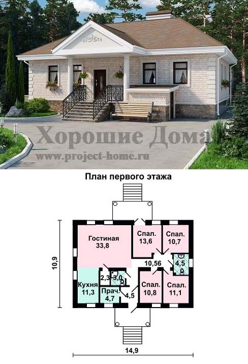 Проекты одноэтажных домов из газобетона с мансардой, гаражом и верандой