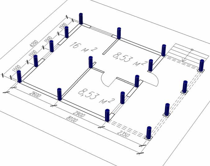 Столбчатый фундамент своими руками: инструкция для дома и бани, видео, схемы