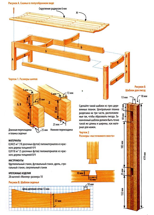 Садовая скамейка из дерева своими руками (фото и чертежи)